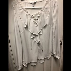 Lace-Up Long Sleeve Professional Blouse